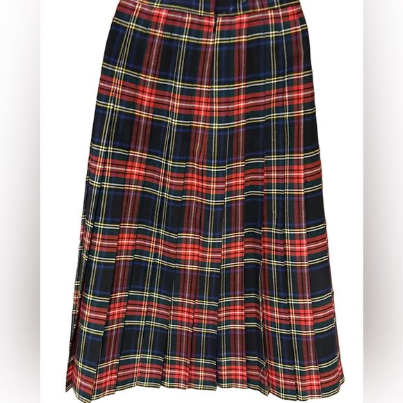 Vintage Wool Pleated Plaid Skirt Womens Size 10 with 26" waist - Picture 3 of 8